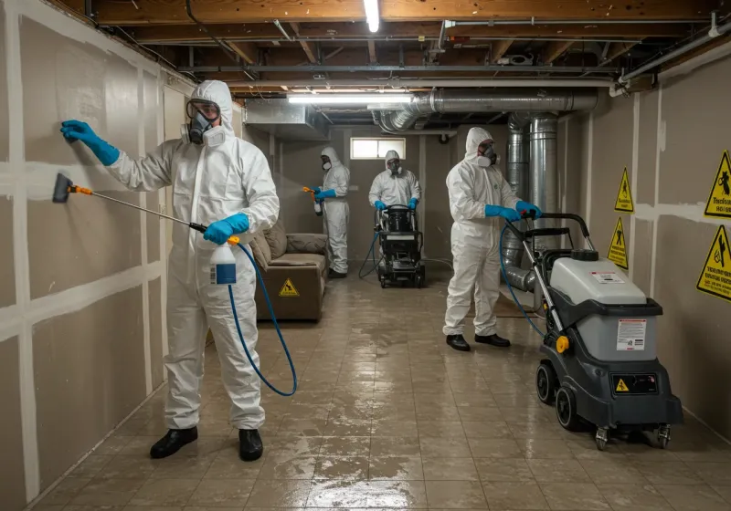 Basement Moisture Removal and Structural Drying process in Panama City Beach, FL